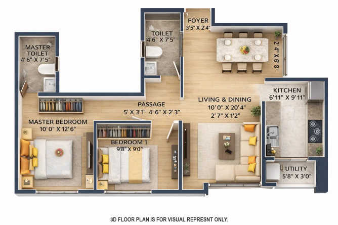 Dosti Mezzo 22 Sion - Floor plan 2 BHK 662 Sq.ft