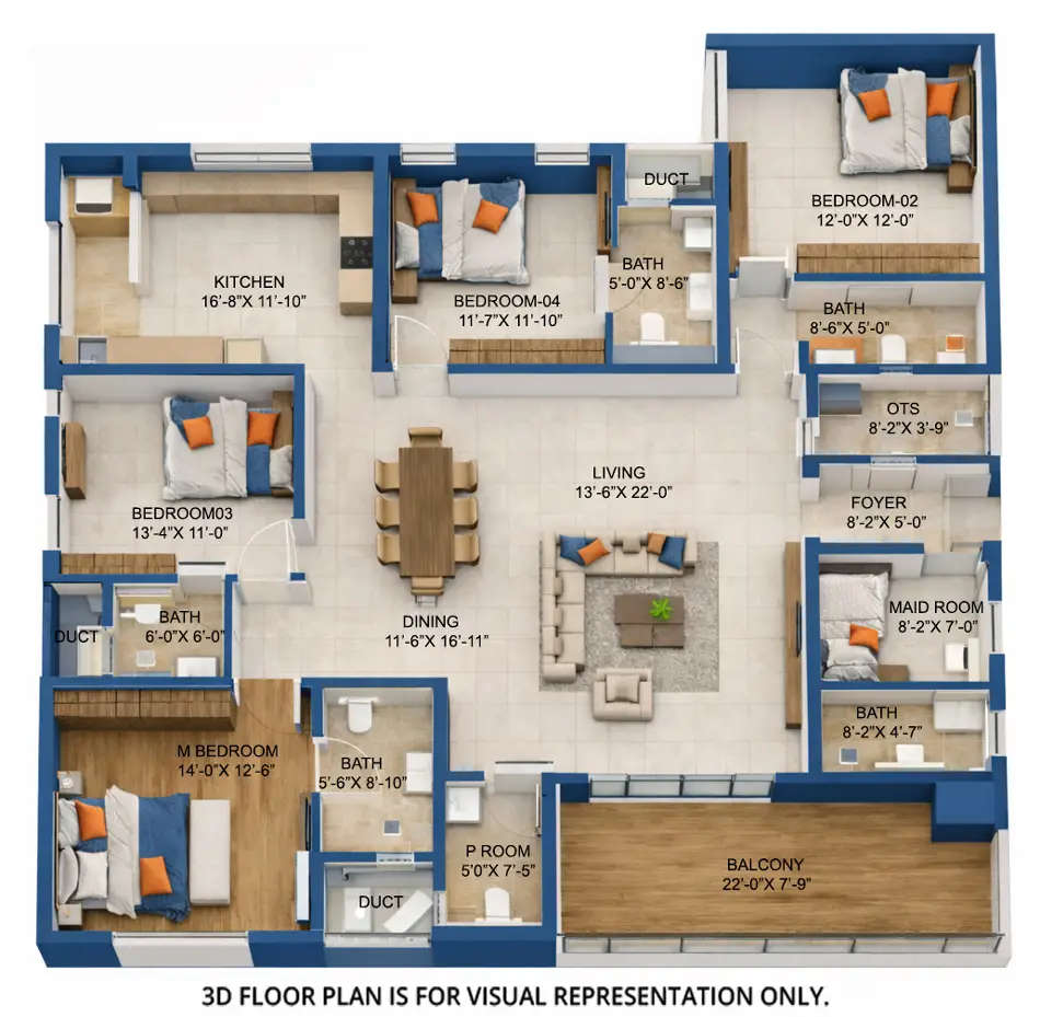 Floor plan for 4 BHK