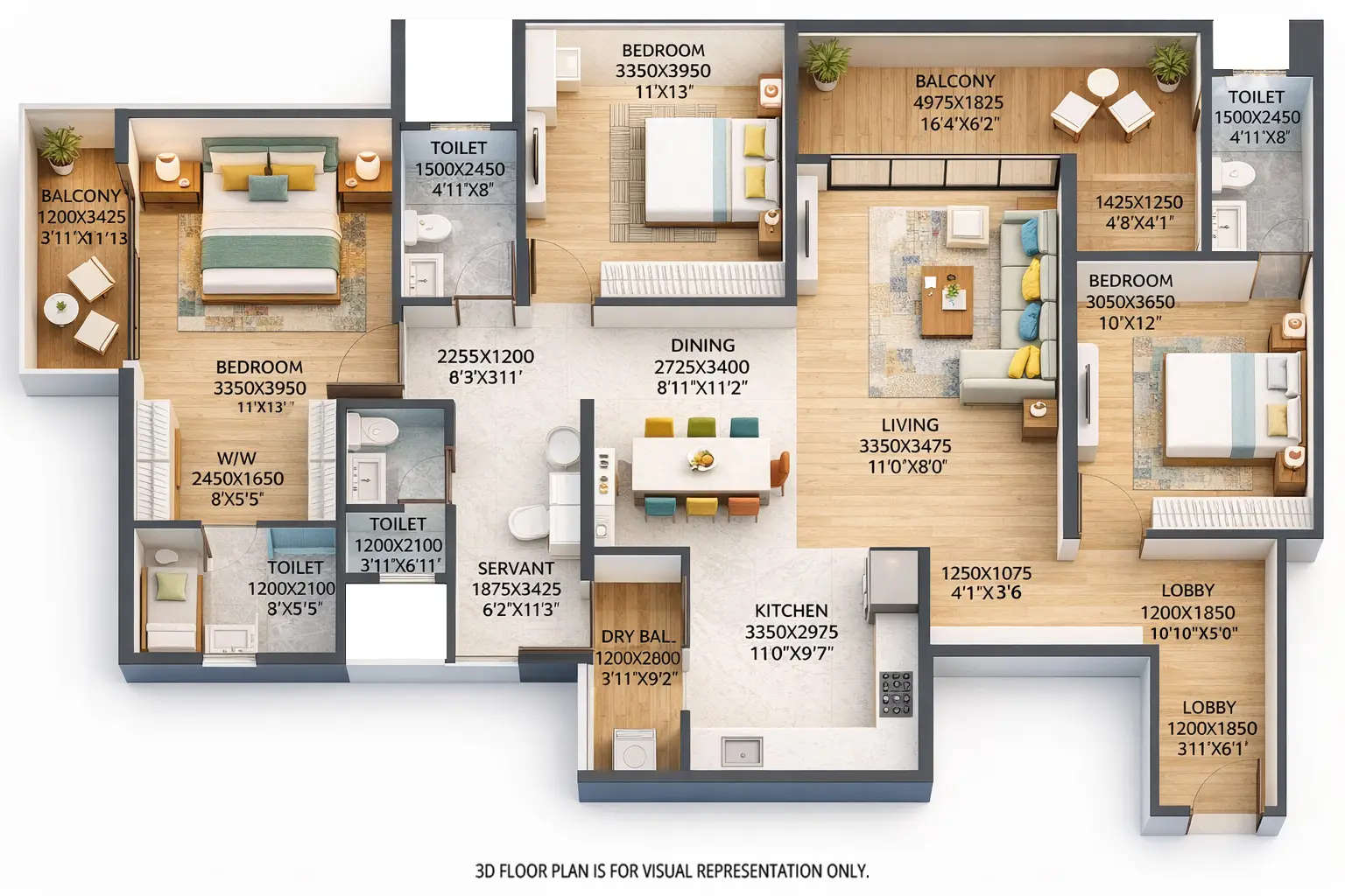 Floor plan for 3.5 BHK