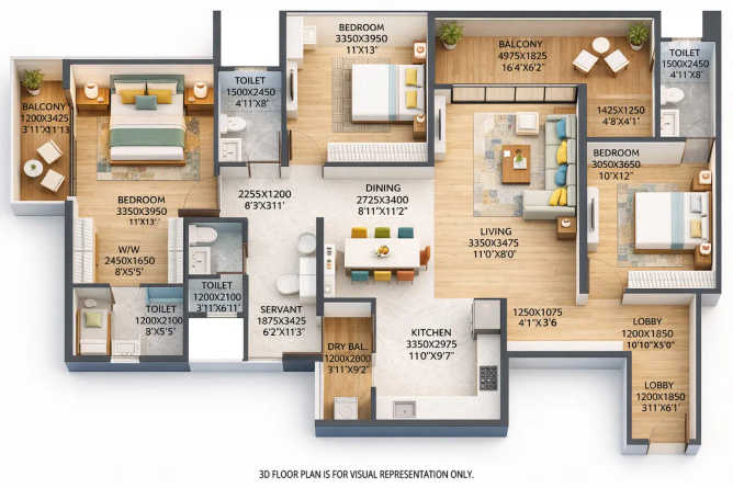 Goel Ganga Avanta Mundhwa - Floor plan 3.5 BHK 1490 Sq.ft
