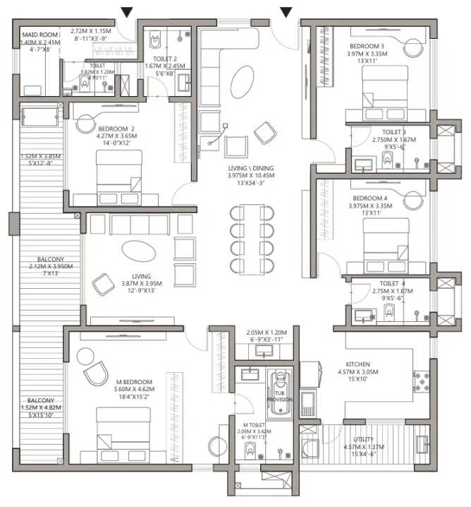 Godrej Madison Avenue Kokapet - Floor plan 4 BHK 3350 Sq.ft