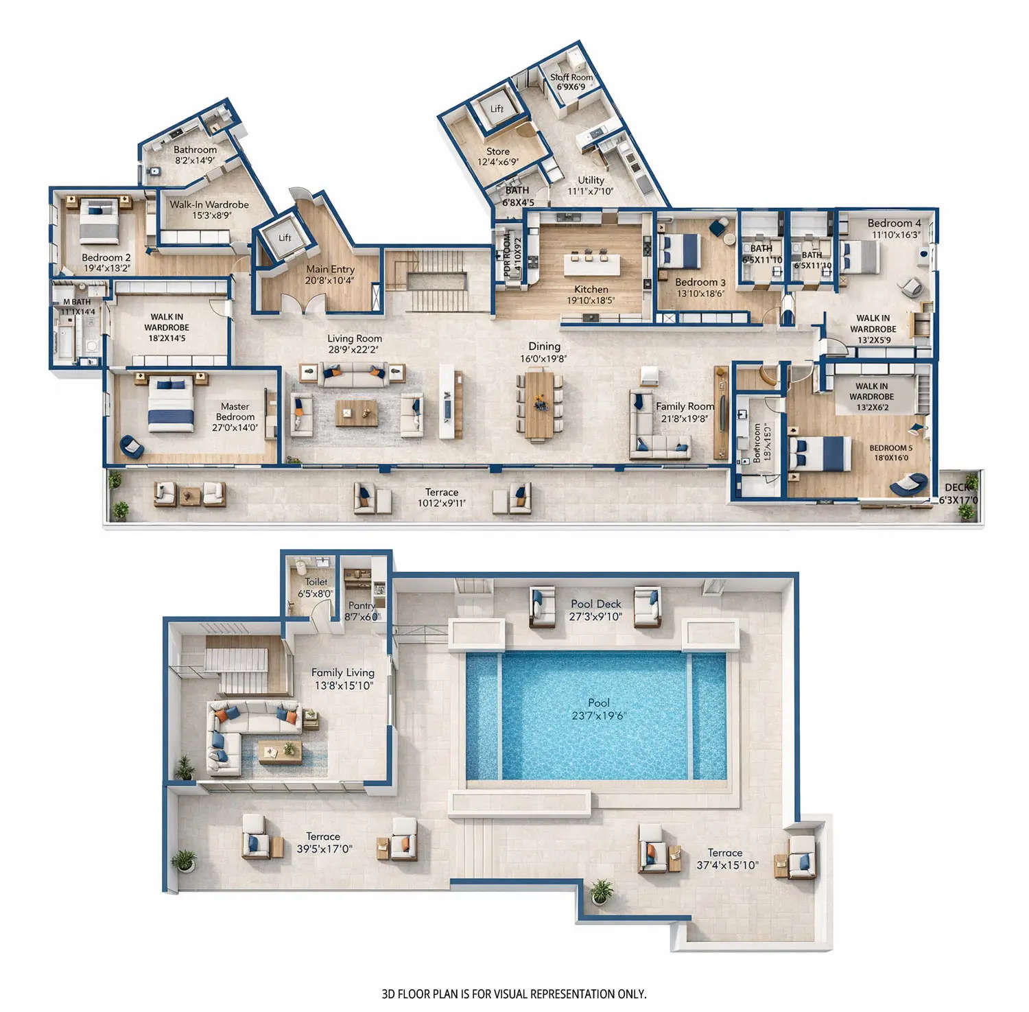 Floor plan for 5 BHK