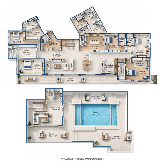 Embassy Lake Terraces Hebbal - Floor plan 5 BHK 9156 Sq.ft