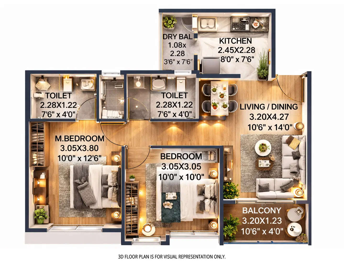 Floor plan for 2 BHK