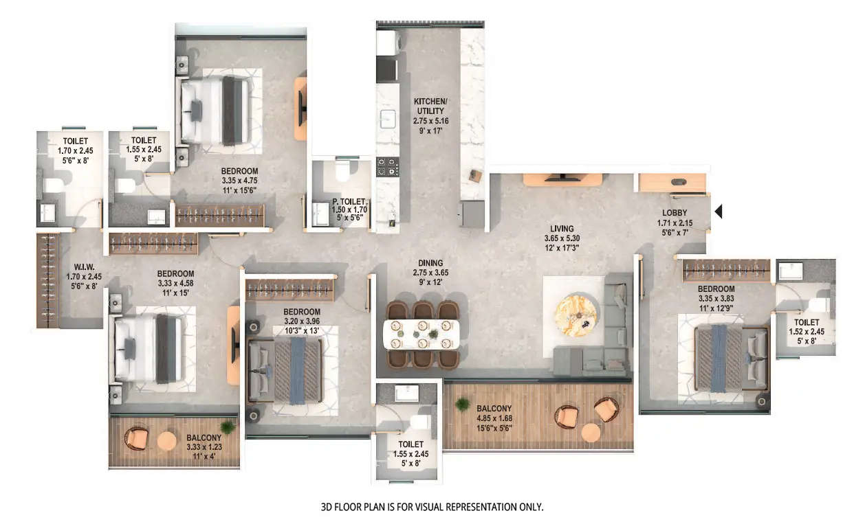 Floor plan for 4 BHK