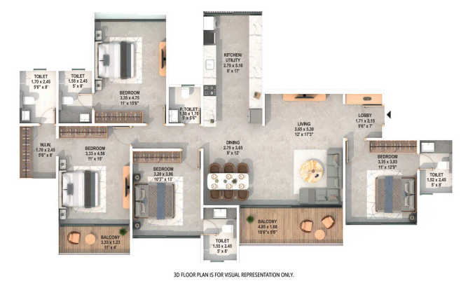 Majestique Twilight Balewadi - Floor plan 4 BHK 1600 Sq.ft