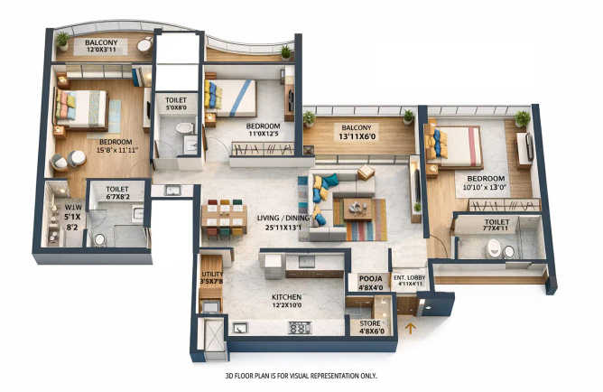 VTP Altair 3 Wagholi - Floor plan 3 BHK 1470 Sq.ft