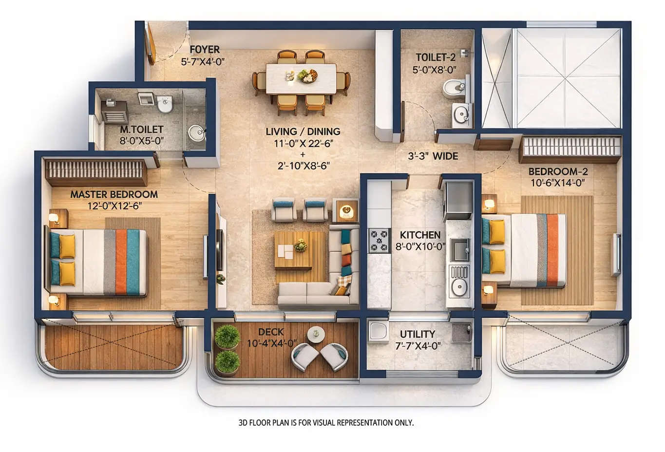 Floor plan for 2 BHK