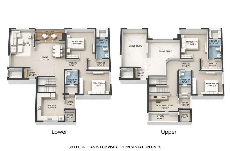 Floor plan for 4 BHK