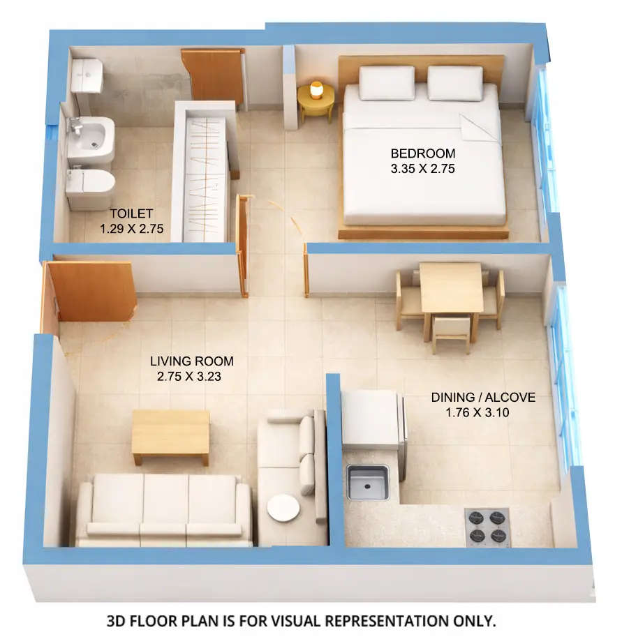 Floor plan for 1 BHK