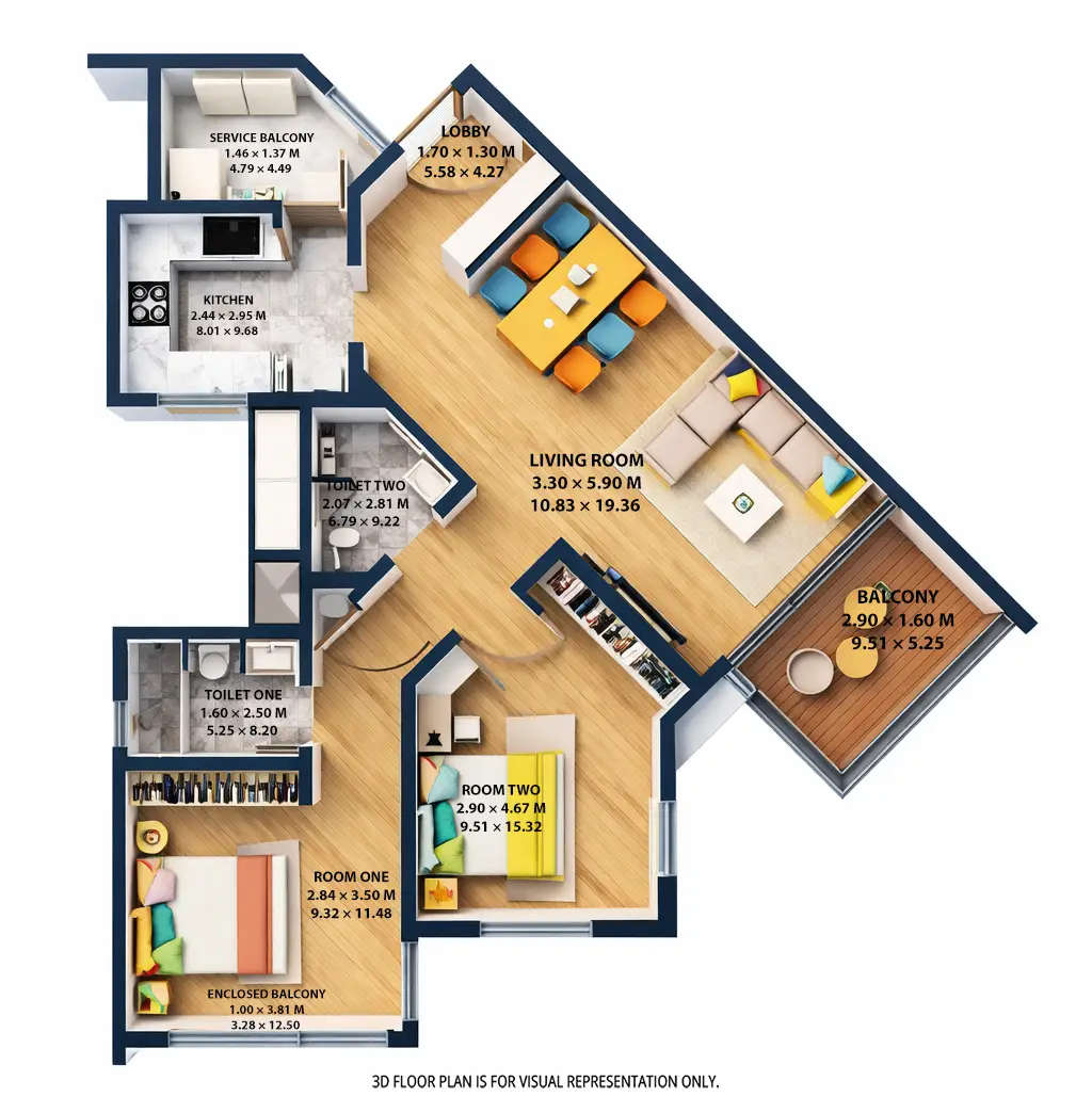 Floor plan for 2 BHK