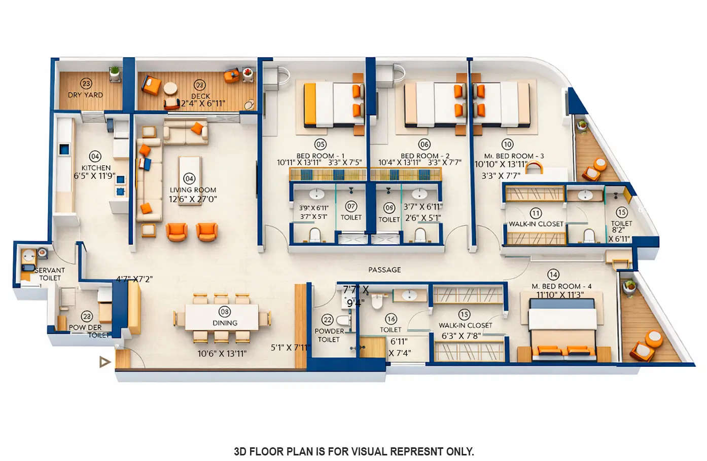 Floor plan for 4 BHK