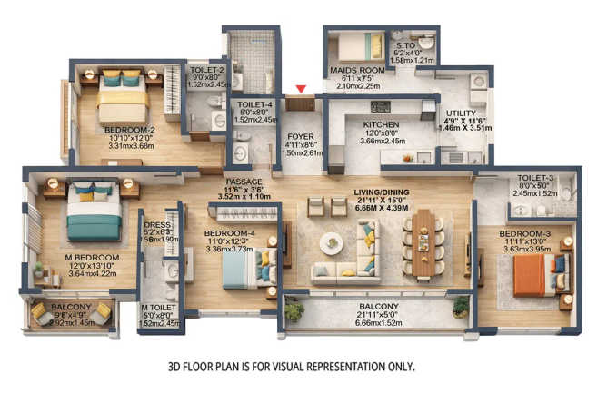 Godrej Aveline Yelahanka - Floor plan 4.5 BHK 2514 Sq.ft