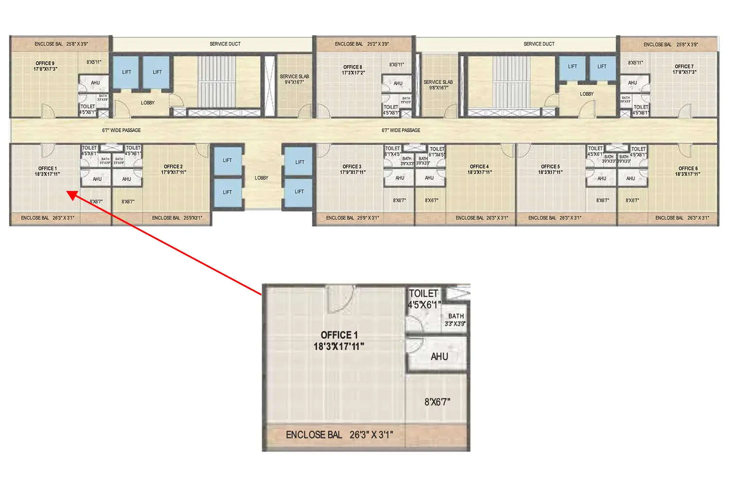 Floor plan for Commercial Office