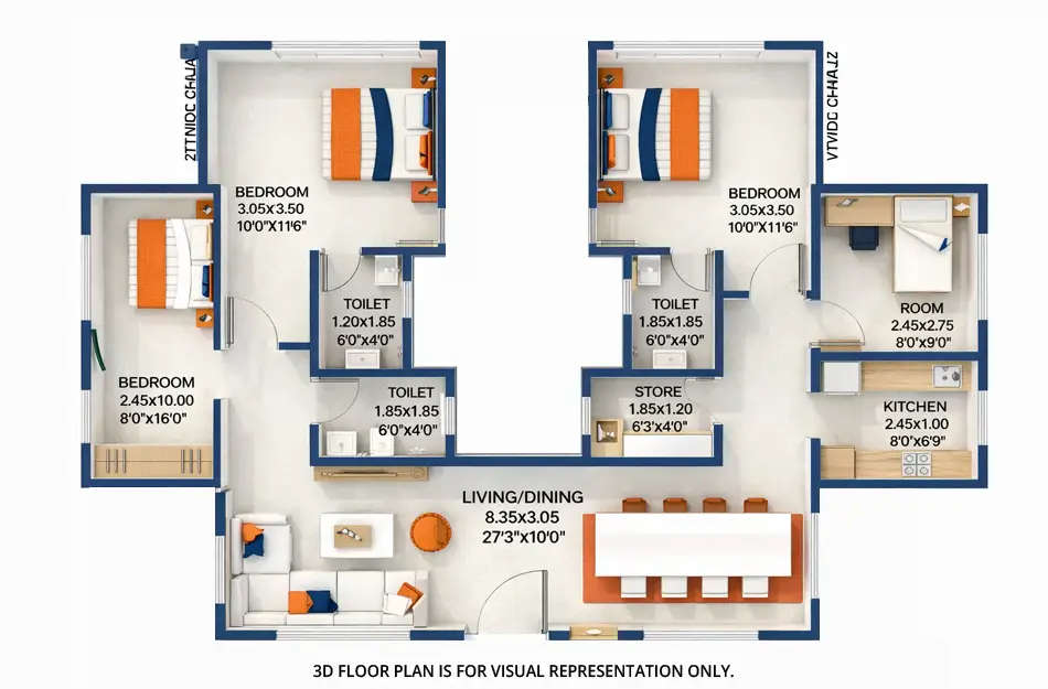 Raunak Golden Ticket Kalyan - Floor plan 4 BHK 980 Sq.ft