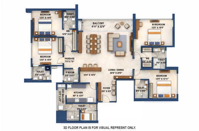 Prestige Jasdan Classic Mahalaxmi - Floor plan 4 BHK 2307 Sq.ft