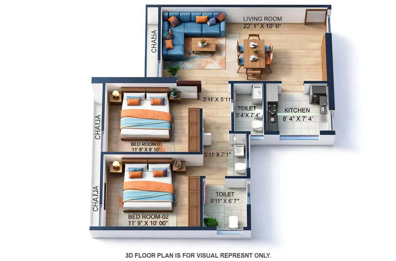 Suraj Vitalis Mahim - Floor plan 2 BHK 692 Sq.ft