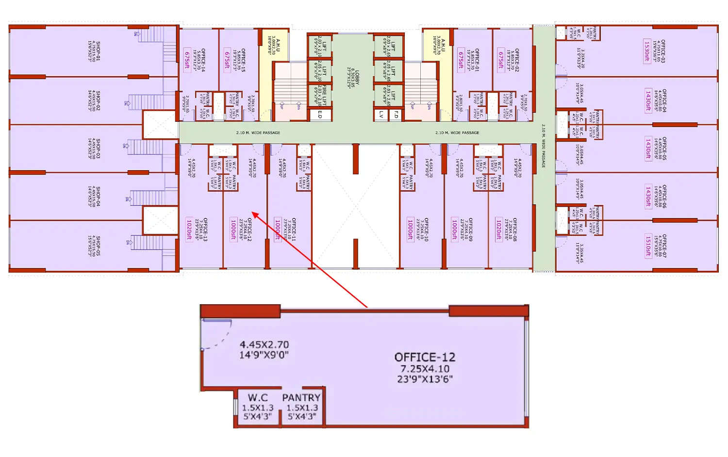 Aakar Celestial Belapur - Floor plan Commercial Office 515 Sq.ft