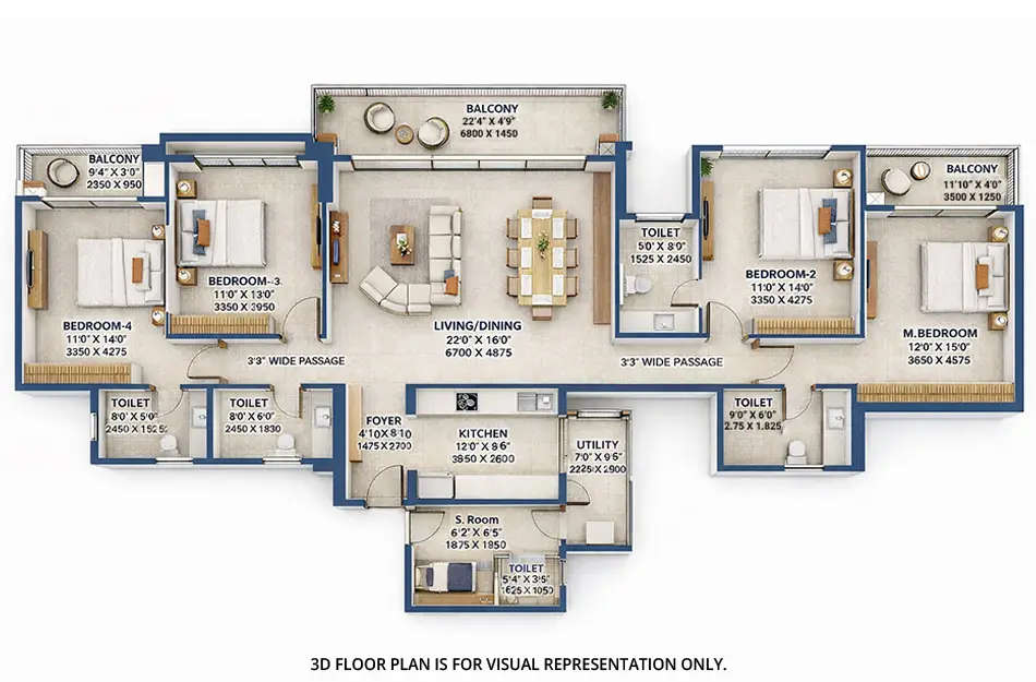 L & T Crestoria Estate Panvel - Floor plan 4 BHK 1796 Sq.ft