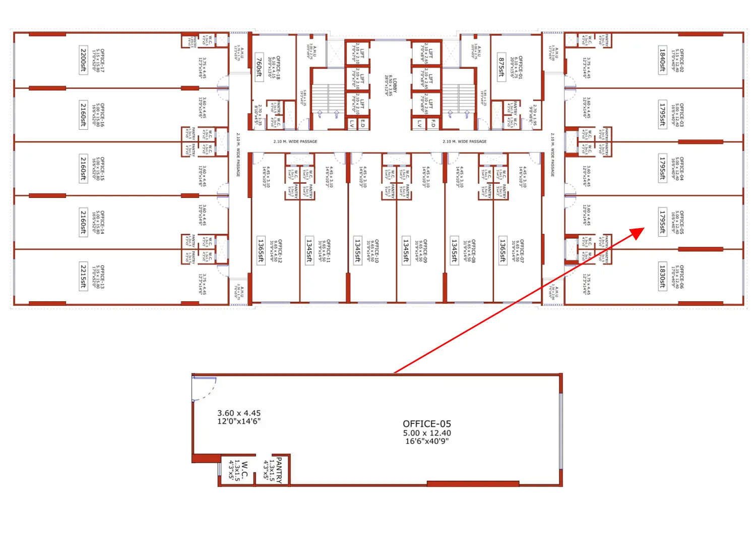 Aakar 88 Belapur - Floor plan Commercial Office 897 Sq.ft