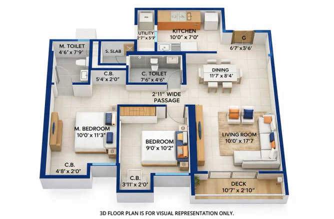 Rustomjee Urbania Majiwada - Floor plan 2 BHK 700 Sq.ft