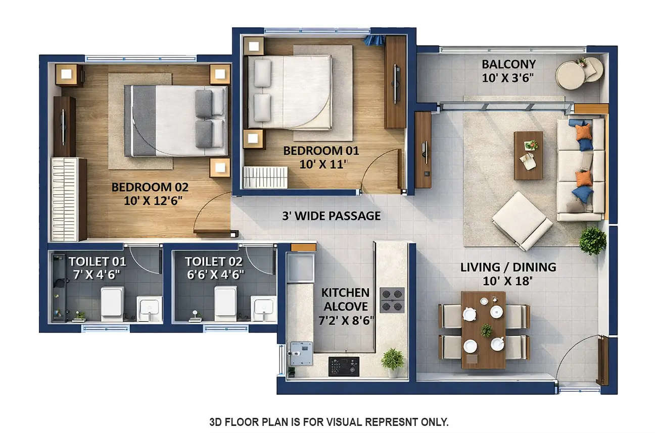 Ashford Crosstown Nahur - Floor plan 2 BHK 650 Sq.ft