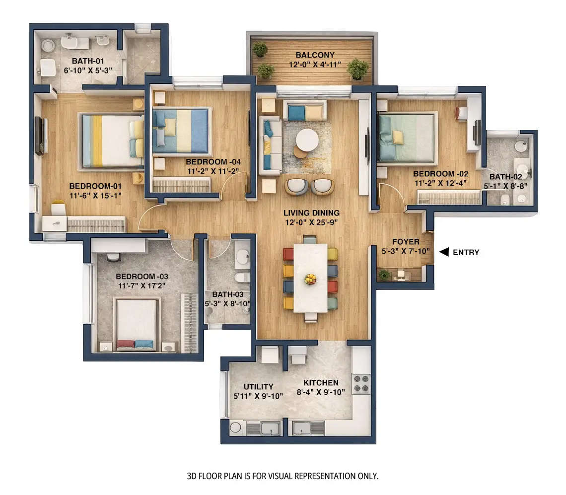 Sobha Hoskote Hoskote - Floor plan 4 BHK 2100 Sq.ft
