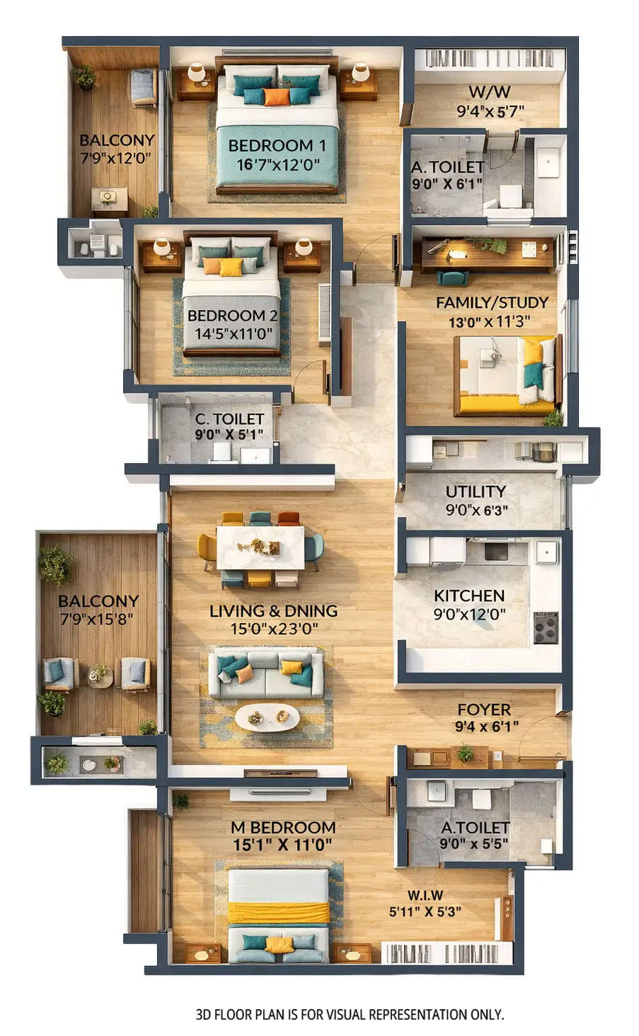 Vajram Chrysanthemum Yelahanka - Floor plan 3.5 BHK 2630 Sq.ft