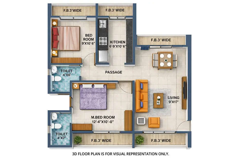 Arihant Clan Aalishan Kharghar - Floor plan 2 BHK 688 Sq.ft