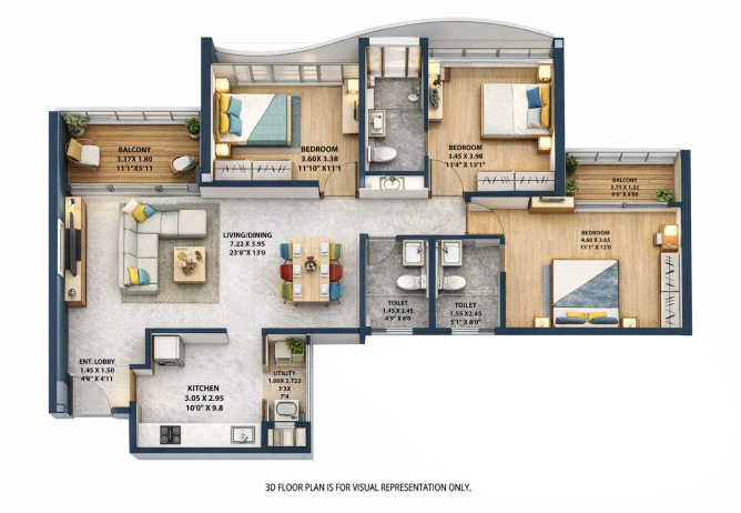 VTP Altamira Kharadi - Floor plan 3 BHK 1248 Sq.ft