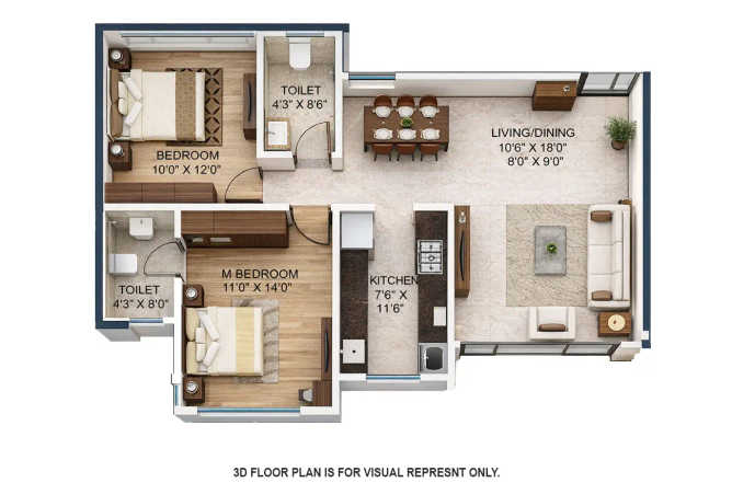 MICL Aaradhya One Park Ghatkopar - Floor plan 2 BHK 750 Sq.ft
