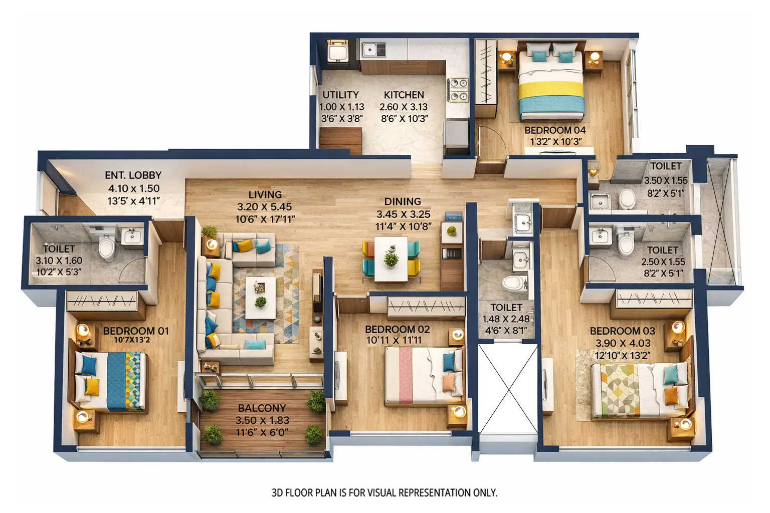 Merlin Ventana Baner - Floor plan 4 BHK 1482 Sq.ft