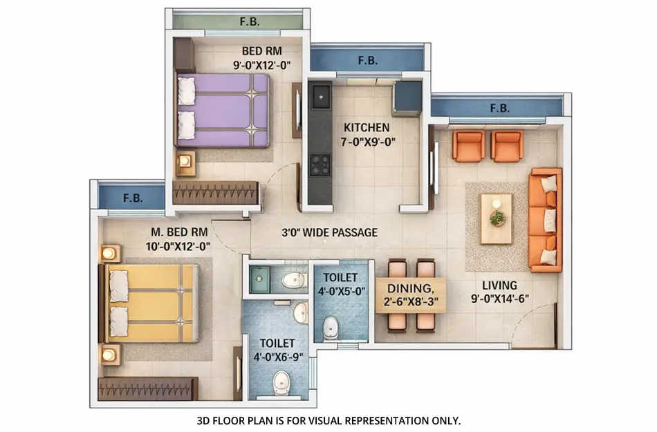 Arihant Arshiya Khopoli - Floor plan 2 BHK 598 Sq.ft