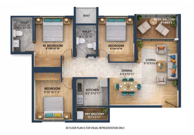 Ganga Asmi Pimpri Chinchwad - Floor plan 3 BHK 903 Sq.ft