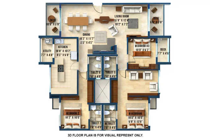 Lodha Vista Lower Parel - Floor plan 3 BHK 1470 Sq.ft