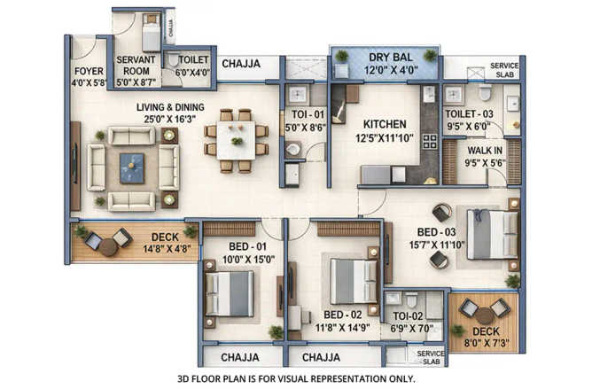 Gami Palm Amore Seawoods - Floor plan 3 BHK 1667 Sq.ft