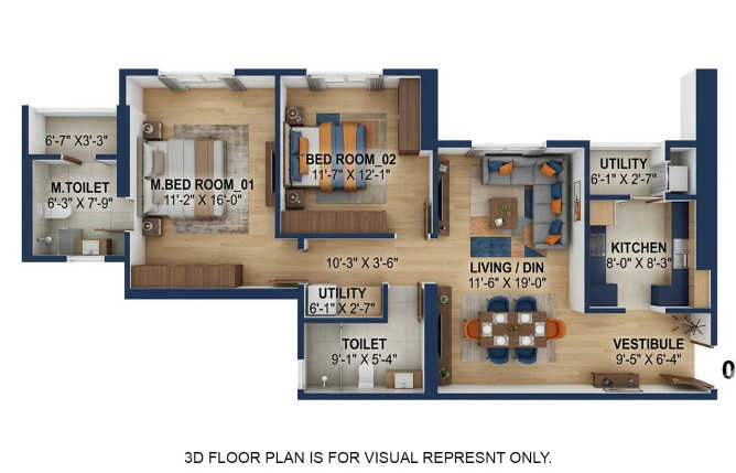 Marathon Monte South Byculla - Floor plan 2 BHK 935 Sq.ft