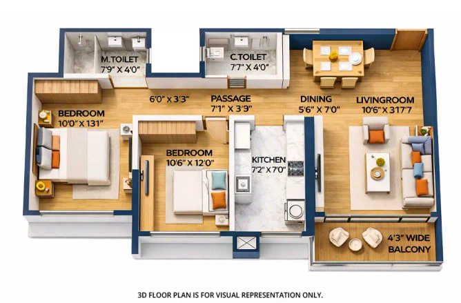 Arkade Vistas Goregaon - Floor plan 2 BHK 768 Sq.ft