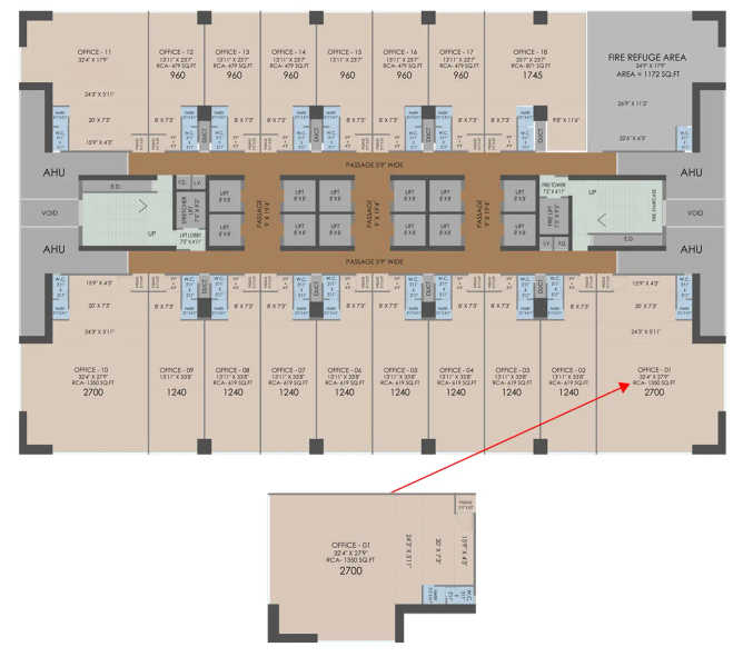 Akshar Elevate Vashi - Floor plan Commercial Office 1350 Sq.ft