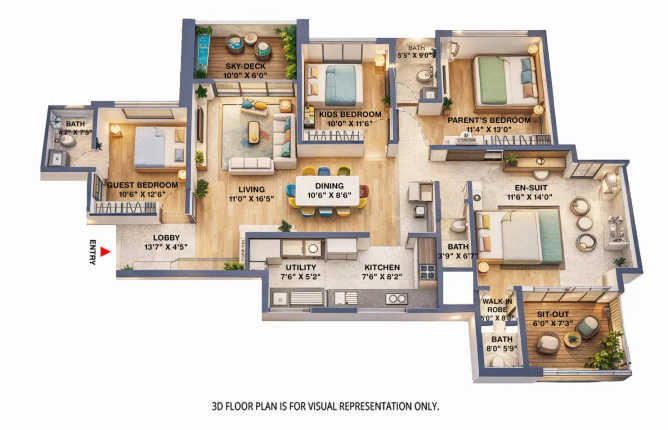 Vj Palladio Presidential Suite Balewadi - Floor plan 4 BHK 1450 Sq.ft