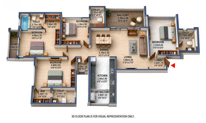 Venkatesh Laurel Shivajinagar - Floor plan 4 BHK 1778 Sq.ft