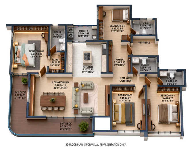 Nambiar District 25 Dommasandra - Floor plan 4 BHK 2652 Sq.ft