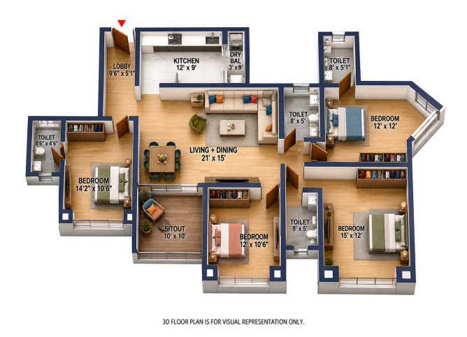 Utsav The Address Baner - Floor plan 4 BHK 1515 Sq.ft