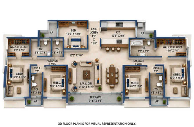Ellora Urban Palace Kharghar - Floor plan 5 BHK 2001 Sq.ft