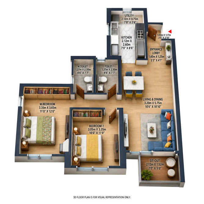 Mahindra Citadel Pimpri Chinchwad - Floor plan 2 BHK 743 Sq.ft