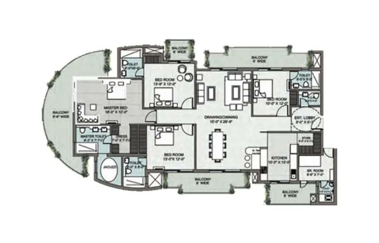 Floor plan for 4 BHK