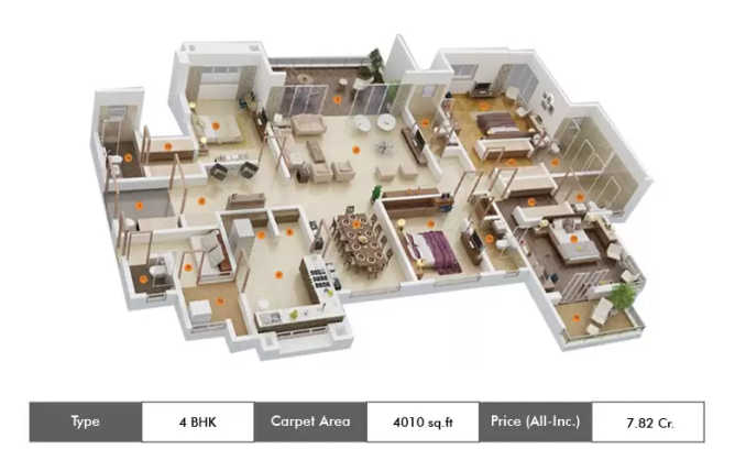 Appaswamy Azure The Oceanic Raja Annamalai Puram - Floor plan 4 BHK 4010 Sq.ft