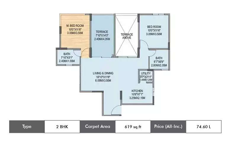 Floor plan for 2 BHK