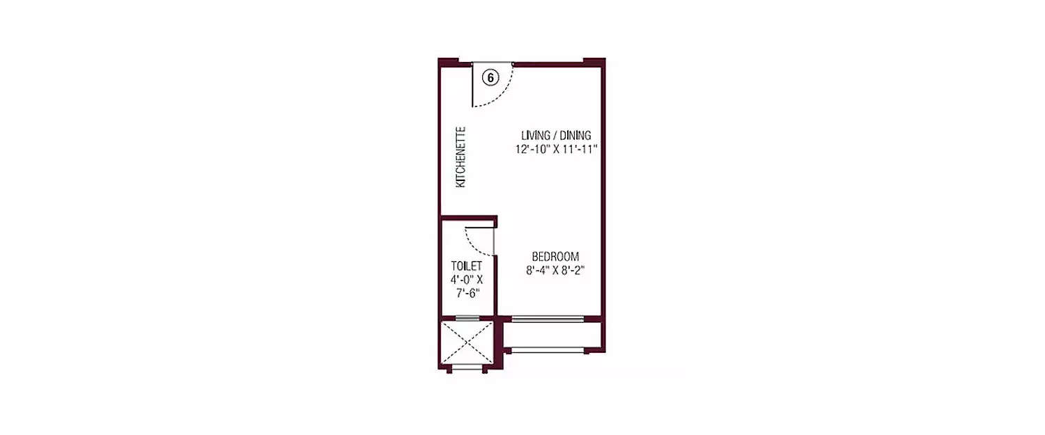Floor plan for 1 BHK