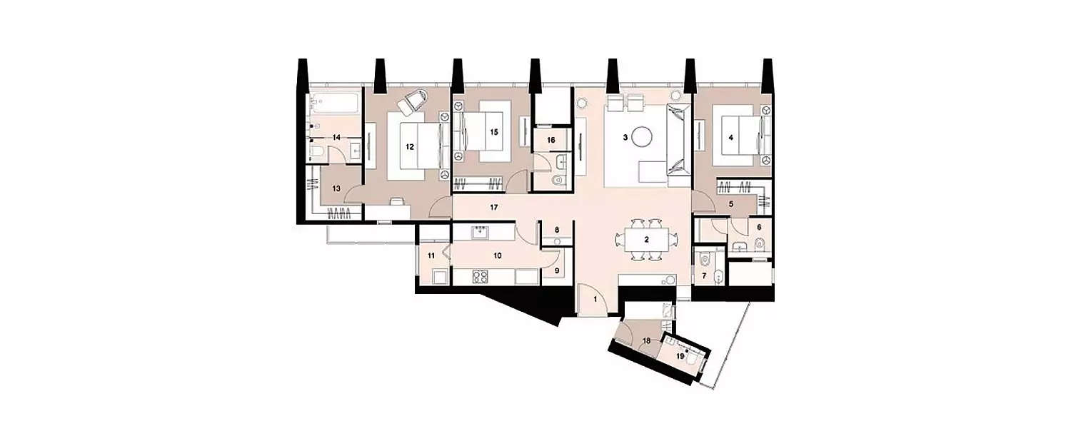 Floor plan for 3 BHK